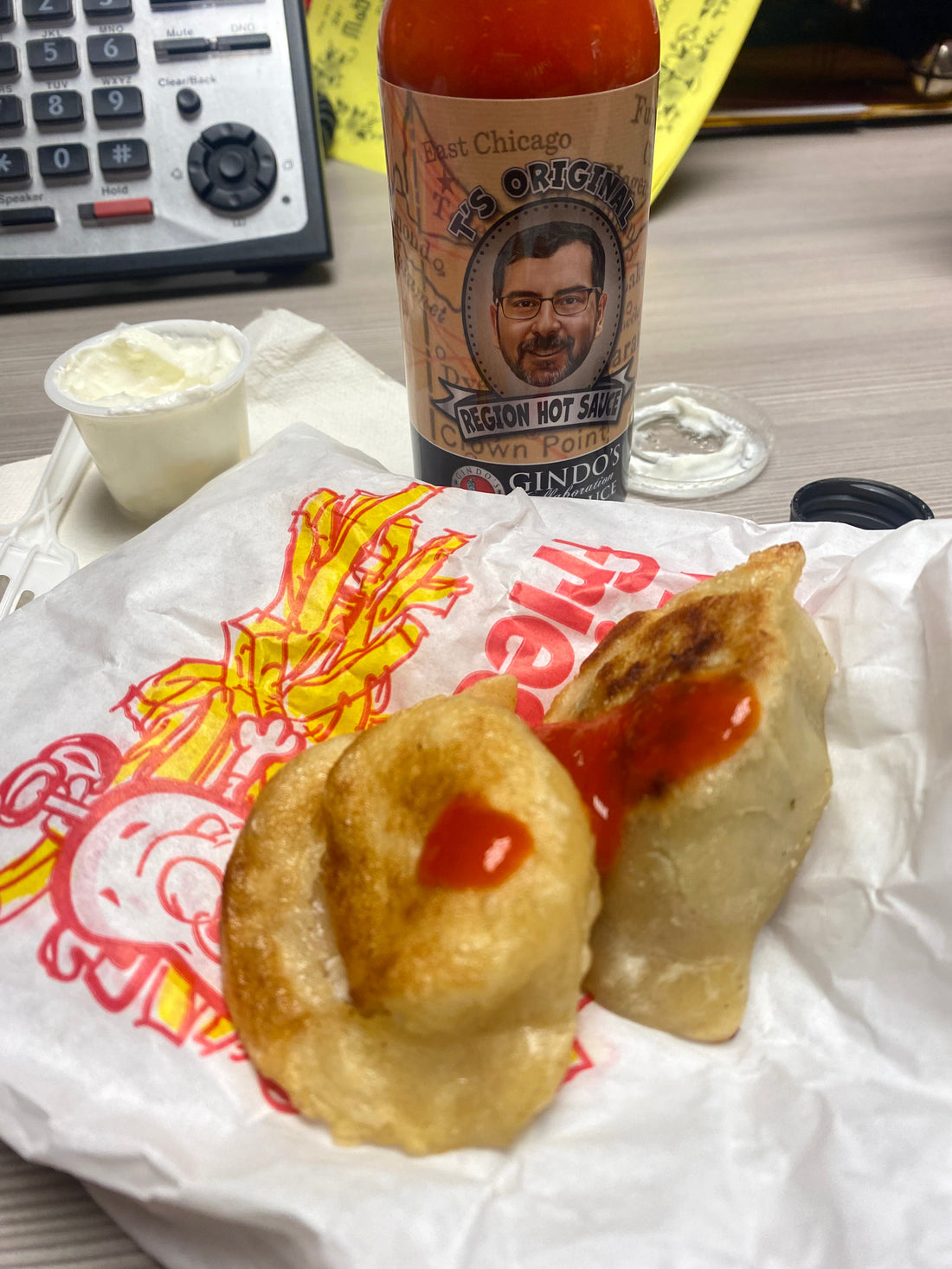 Pierogis with Region Hot Sauce